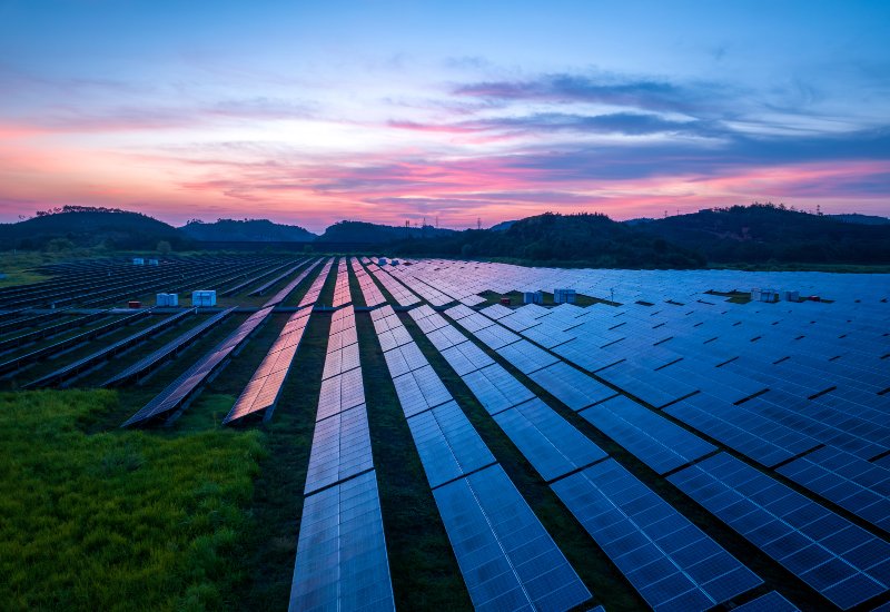 Aerial photography green outdoor solar photovoltaic power station in New England & Beyond