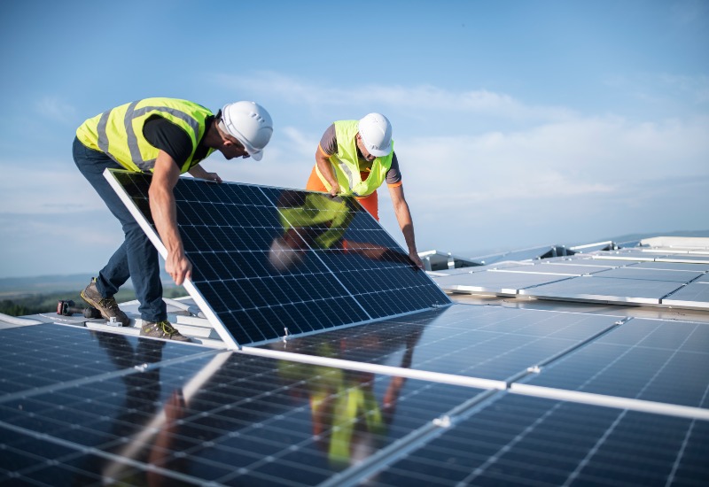 Men installing solar panel in New England & Beyond