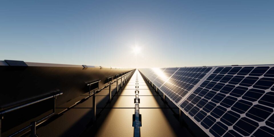 Solar panel installed at solar farm for government organization in New England